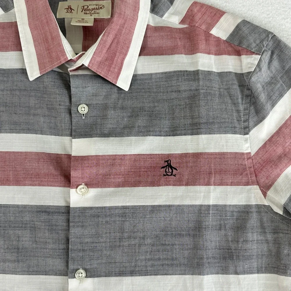 Original Penguin Mens Heritage Slim Fit Medium Short Sleeve Button Down Shirt